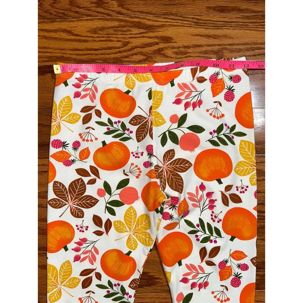 NWT Children's Place Girls Pumpkin Floral Fall Leggings Size L 10/12